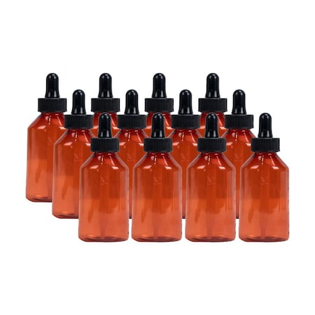 Oasis Amber Plastic Dropper Bottle, 2oz, 12 Per Box 2OZ